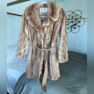 VINTAGE SHIMMEL FURS Genuine MINK Coat w/ Belt Penny Lane Mob Wife Glam Size S M